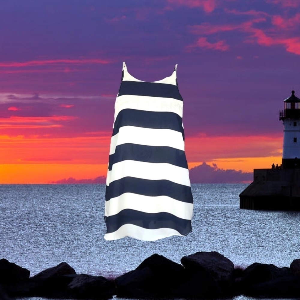Cotton On Striped Racerback Top - Navy White